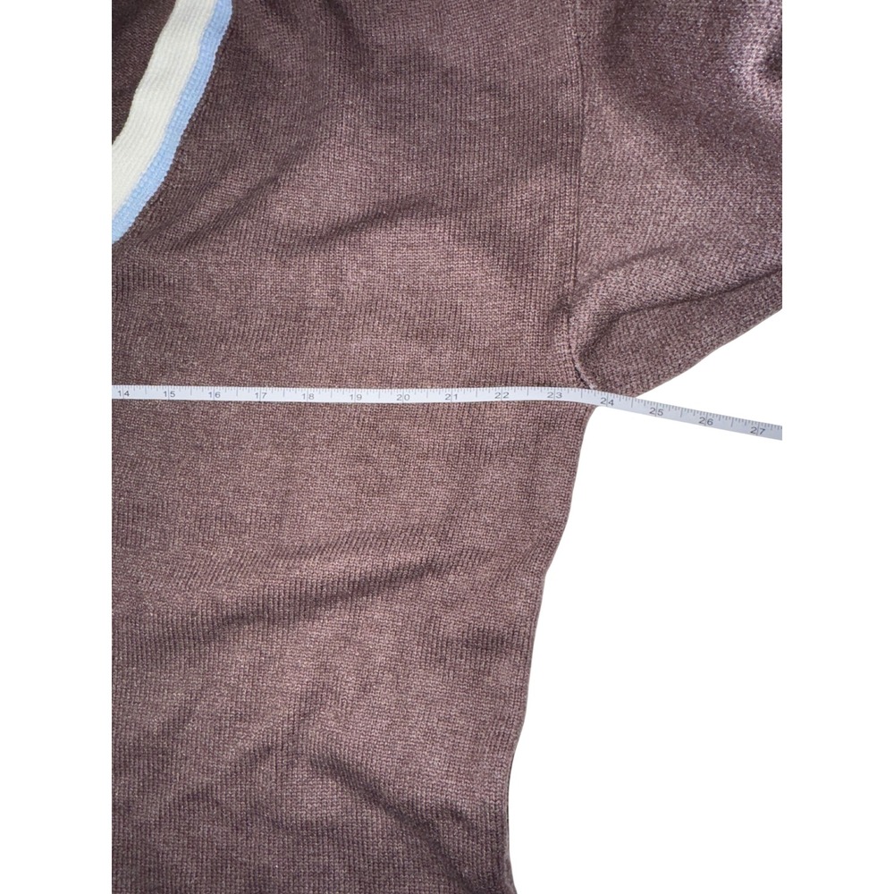 Maeve Anthropologie Brown Argyle Bow Button Longline Cardigan Sweater Medium - Picture 5 of 7